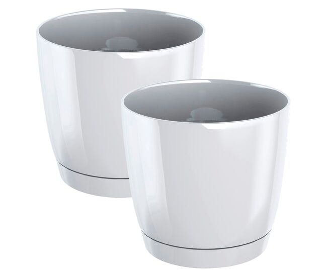 2x panela redonda de plástico coubi redonda p em branco 21 (comprimento) x 21 (largura) x 19,3 (altura) cm