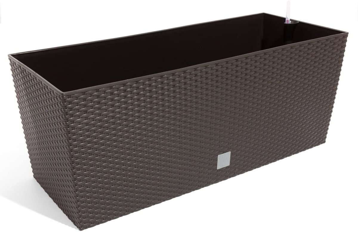 Plantador rato de 72 litros com sistema de rega na cor chocolate 80 x 33 x 32 cm