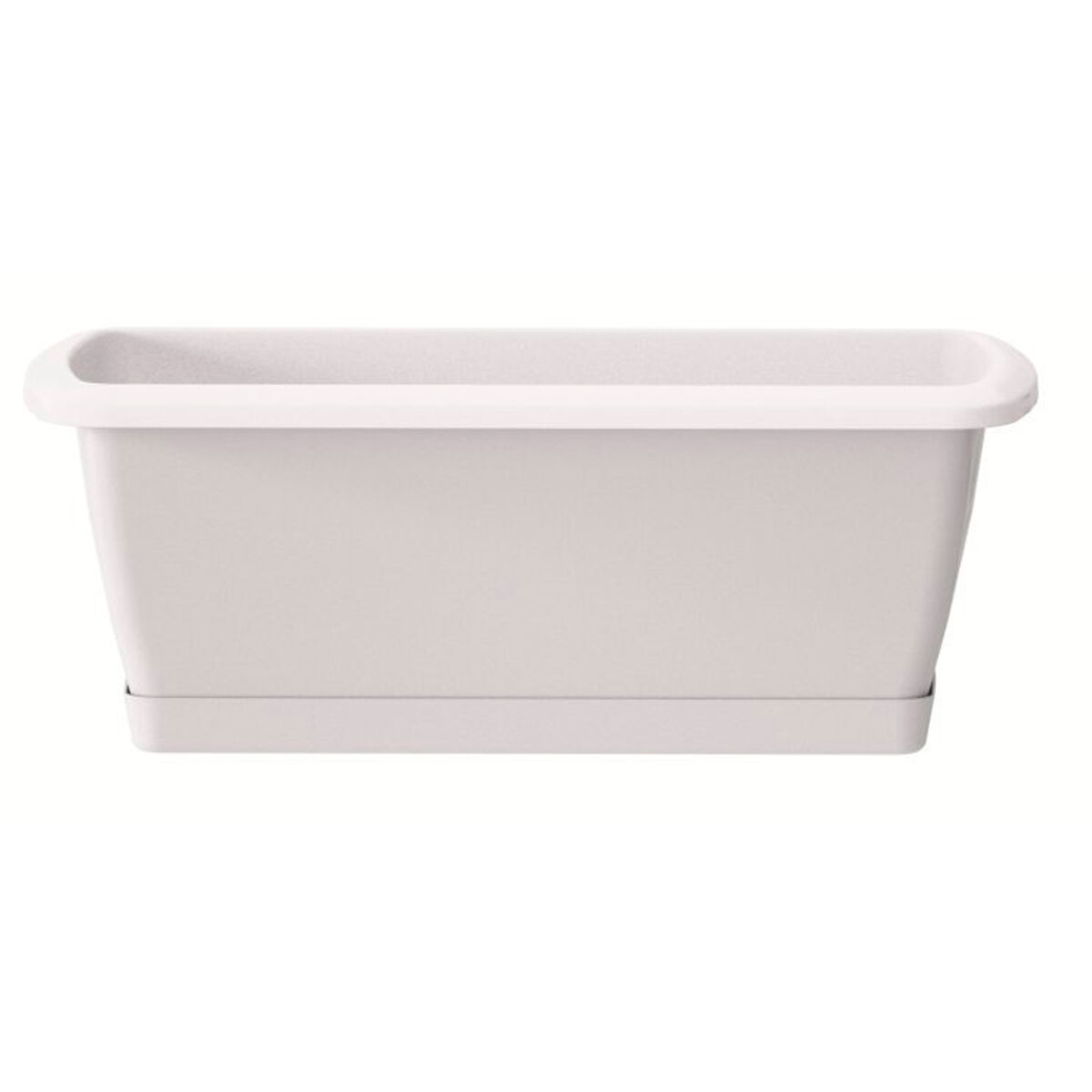 Jardinera resgate com suporte de plástico branco 78,6 (comprimento) x 18,4 (largura) x 14,5 (alto) cm