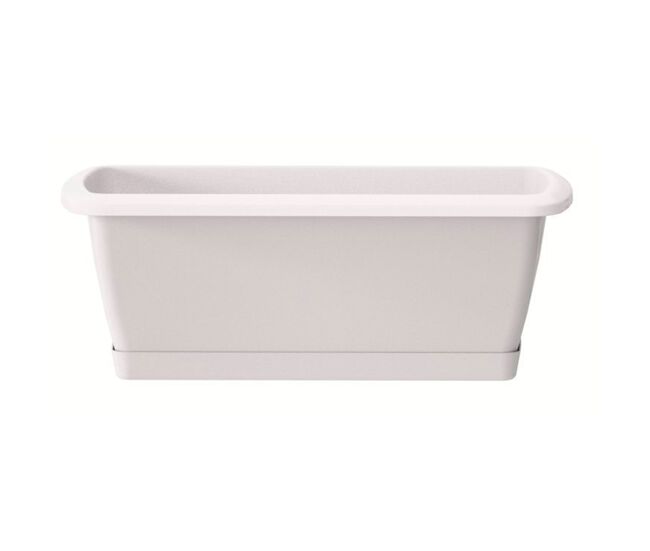 Jardinera resgate com suporte de plástico branco 78,6 (comprimento) x 18,4 (largura) x 14,5 (alto) cm