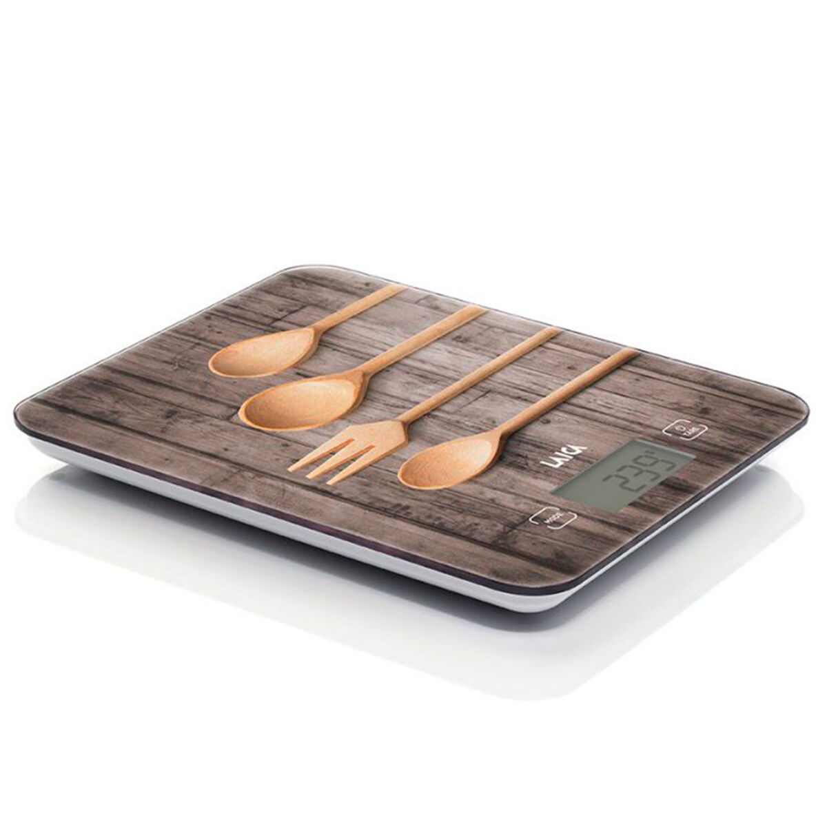 Balança de cozinha electrónica, colheres de design em madeira 10 kg.