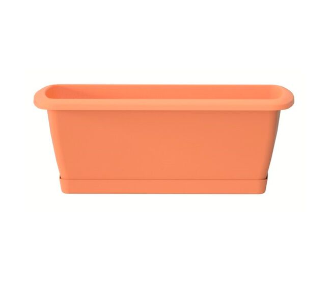 Compartilhe jardinera com suporte de plástico na cor de terracota 59 (comprimento) x 18,4 (largura) x 14,5 (alta) cm