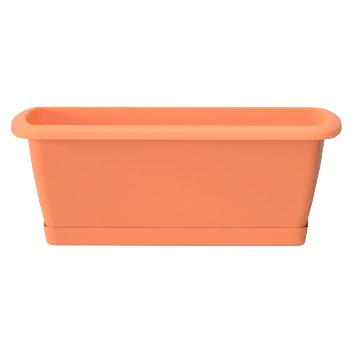 Compartilhe jardinera com suporte de plástico na cor de terracota 49 (comprimento) x 18,4 (largura) x 14,5 (alta) cm