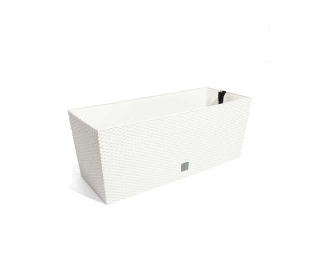 Vaso rectangular de 72 litros com rega automática de cor branca 80 x 33 x 32 cm