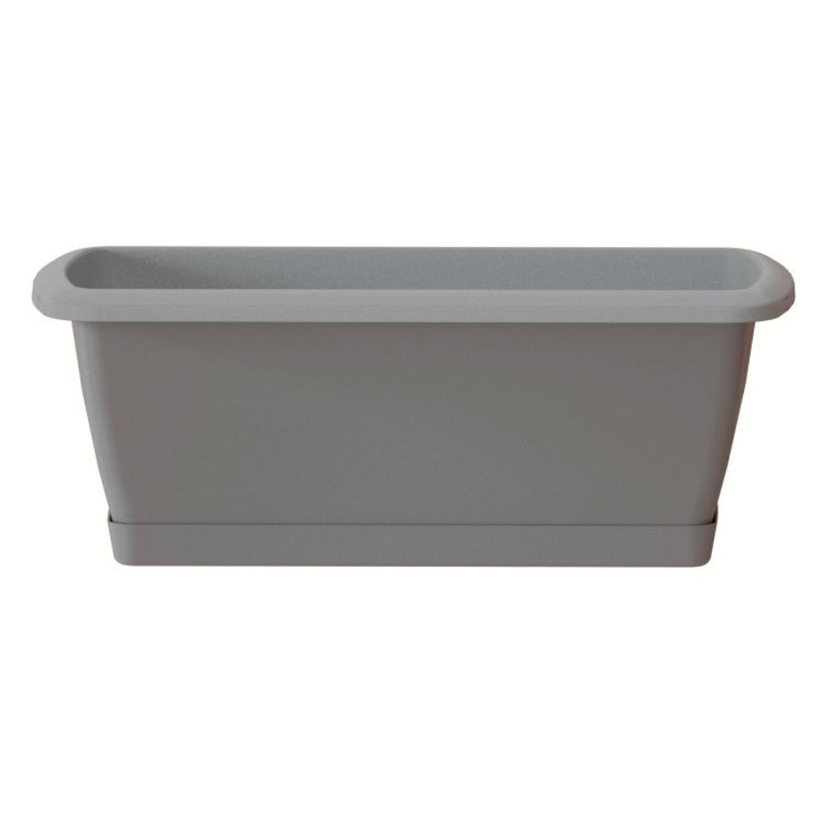 Jardinera resgate com suporte plástico em pedra cinza 49 (comprimento) x 18,4 (largura) x 14,5 (alta) cm