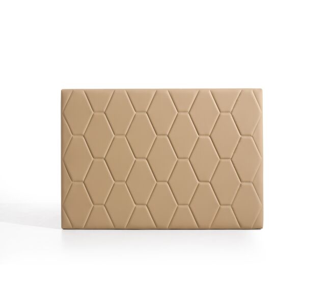 Cabeceira agate para cama de 105 cm em couro sintético cor camelo, 115x115x8. matris