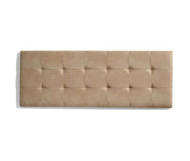 Cabeceira de cama 110 com capitonê, tecido xadrez resistente a manchas, 112 x 57 x 5 cm, cor camelo claro.