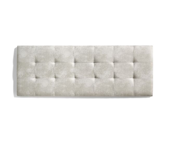 Cabeceira de cama 110 com estofamento capitonê em tecido xadrez resistente a manchas, 112 x 57 x 5 cm, branco-creme