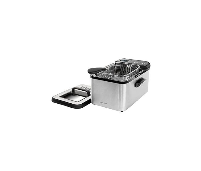 Cecotec fritadeira digital de 3,2 litros, com design elegante em aço inoxidável e 5 programas pré-estabelecidos. conta com 2400