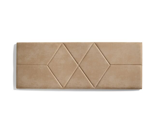 Cabeceira para cama 160 com estampa de dois diamantes, tecido resistente a manchas, 162 x 57 x 5 cm, bege claro.