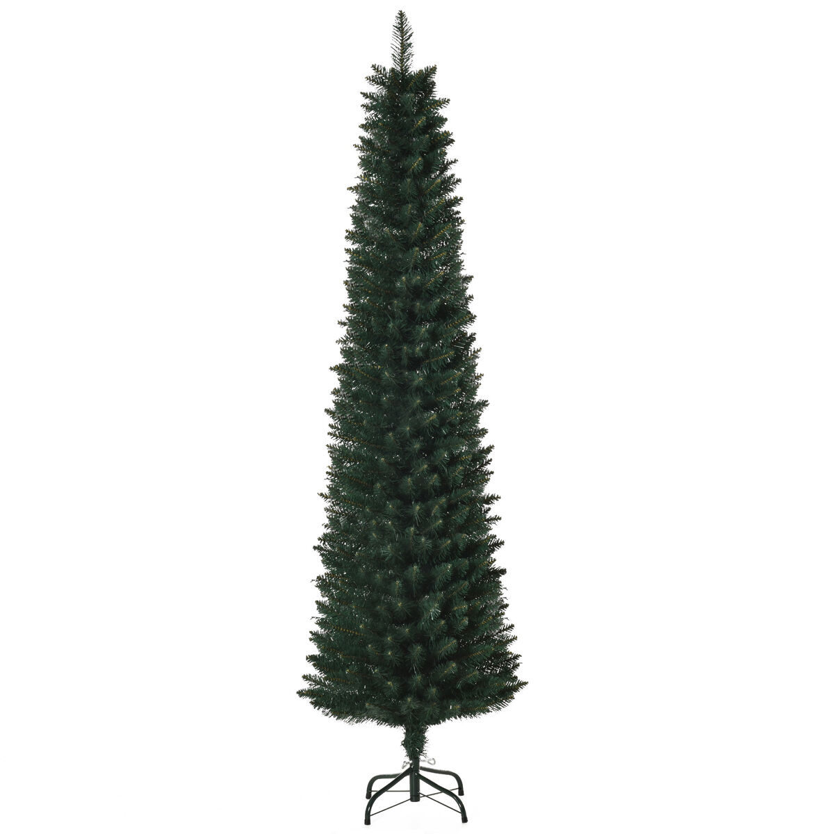 Homcom árvore de natal artificial altura 180cm com 380 ramos de folhas de pvc ignífugos base dobrável e suporte metálico decoração de natal para interiores ø56x180cm verde