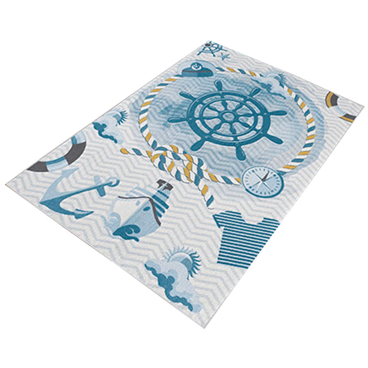 Wellhome Tapete De Poliéster Estampado 160 X 230Cm Azul