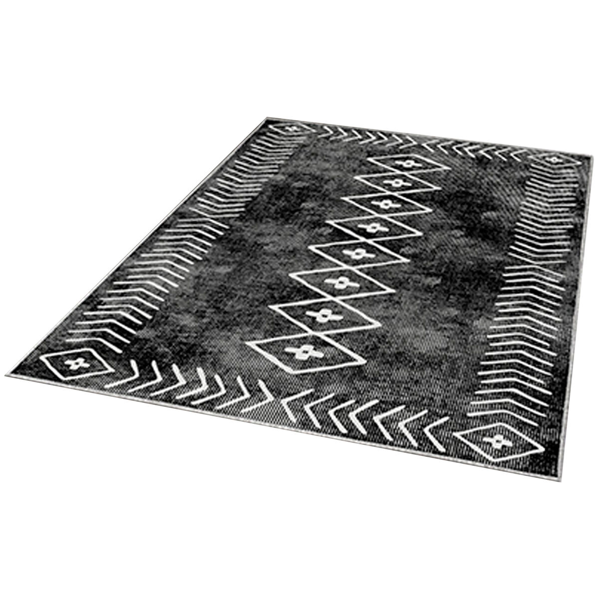 Wellhome 160 X 230Cm Carpete De Poliéster Estampado Preto