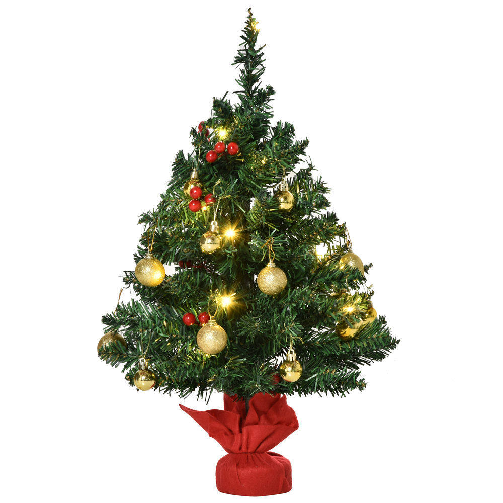 Homcom mini árvore de natal 60cm artificial decoração de natal de pinheiro com suporte metálico 73 ramos pvc ø40x60cm verde