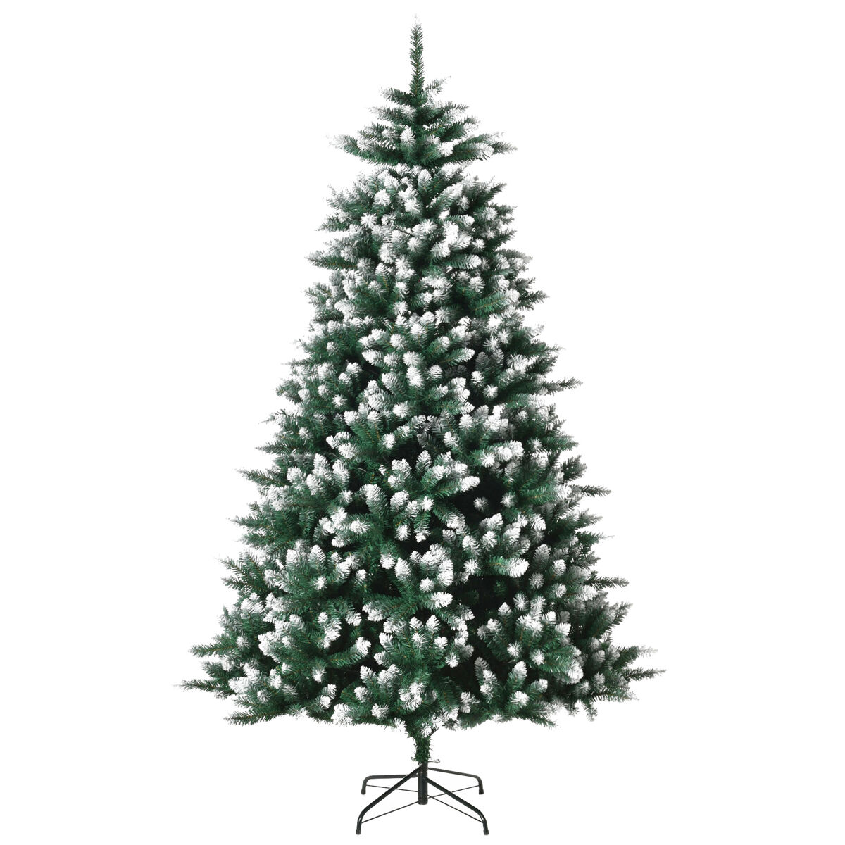 Homcm árvore de natal de 210 cm 2012ramos com suporte metálico árvore de natal de ponta branca artificial realista para interiores verde