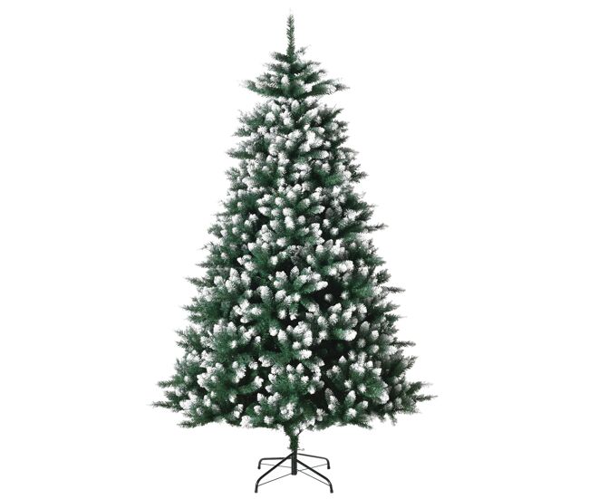 Homcm árvore de natal de 210 cm 2012ramos com suporte metálico árvore de natal de ponta branca artificial realista para interiores verde
