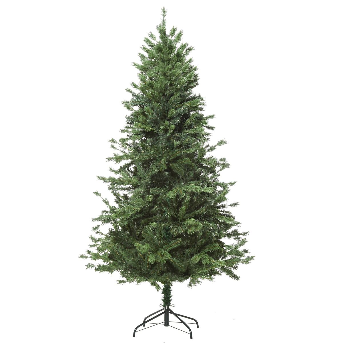 Homcom árvore artificial de natal com base dobrável 696 galhos pe tridente e pvc individual árvore de natal decorativa exterior interior ø90x180 verde