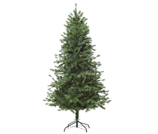 Homcom árvore artificial de natal com base dobrável 696 galhos pe tridente e pvc individual árvore de natal decorativa exterior interior ø90x180 verde