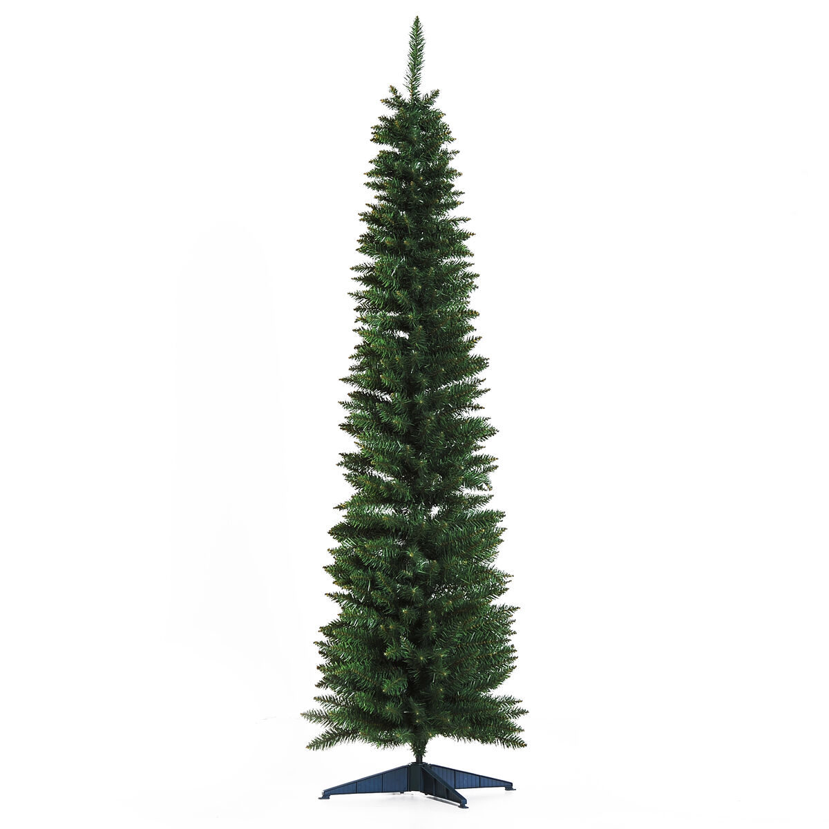Homcom árvore de natal artificial 180cm ignífugo com 390 pontas de ramo pvc e suporte de metal decoração de natal para interiores fácil de montar