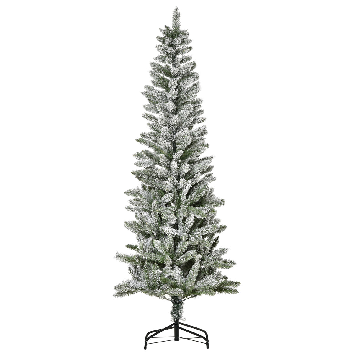 Homcom árvore de natal 180cm neve artificial com 394 ramos ignífugos de pvc base dobrável e suporte de aço decoração de natal para interiores