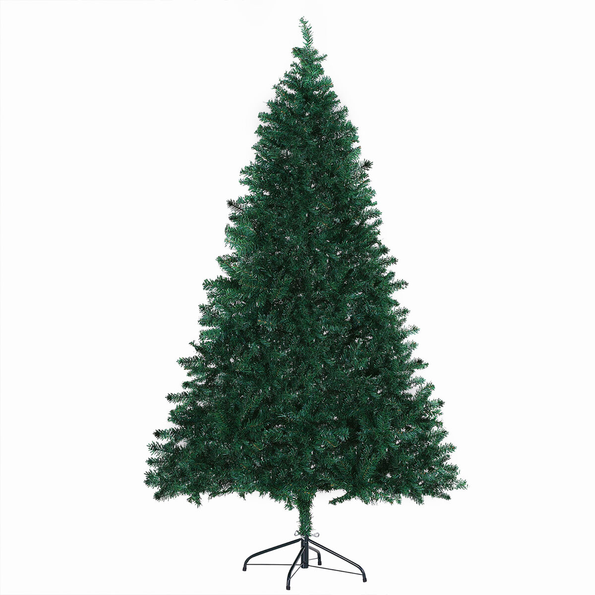 Homcom árvore de natal artificial 180cm com 1000 ramos de pvc suporte metálico decoração de natal para interiores ø102x180cm verde