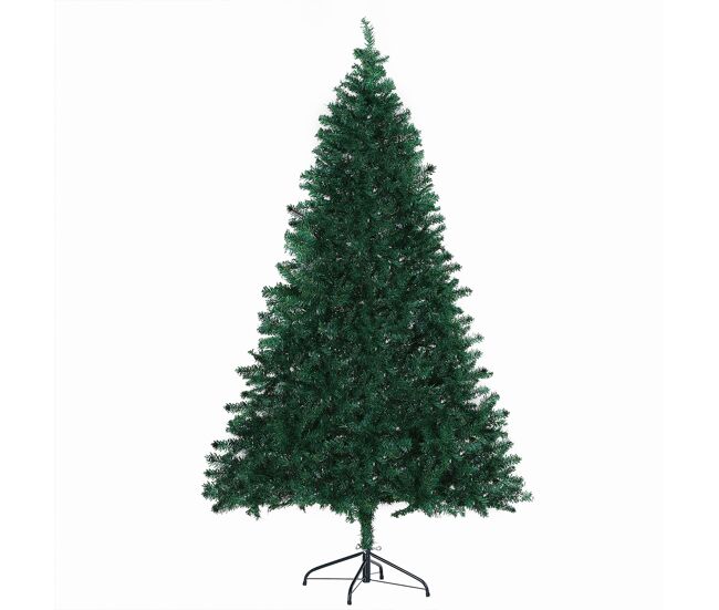 Homcom árvore de natal artificial 180cm com 1000 ramos de pvc suporte metálico decoração de natal para interiores ø102x180cm verde