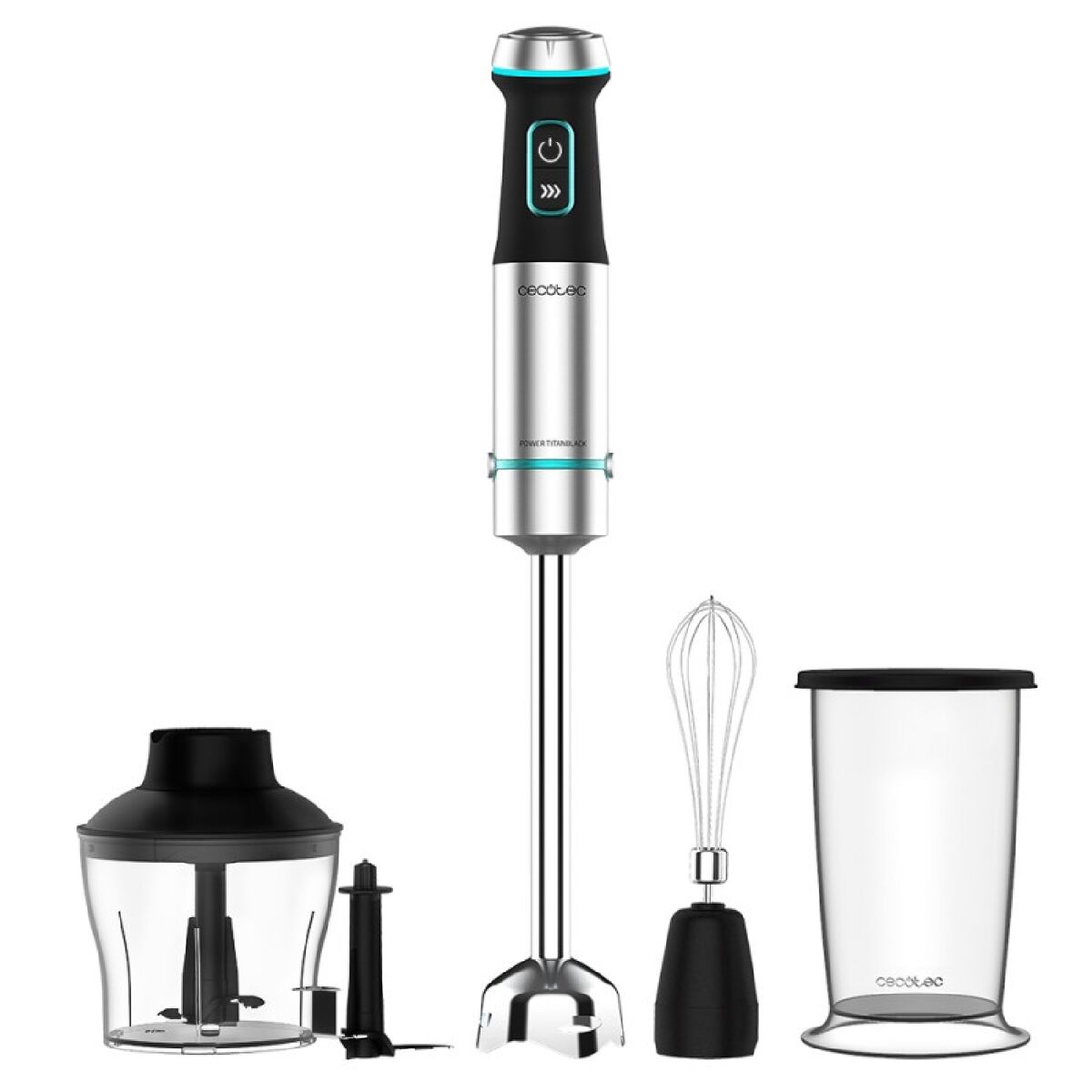 Cecotec varinha mágica de 1200 w, tecnologia crossblades com lâminas de 4 folhas, revestimento de titânio preto, pé xl extra