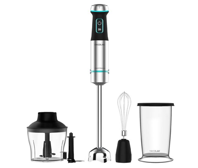 Cecotec varinha mágica de 1200 w, tecnologia crossblades com lâminas de 4 folhas, revestimento de titânio preto, pé xl extra