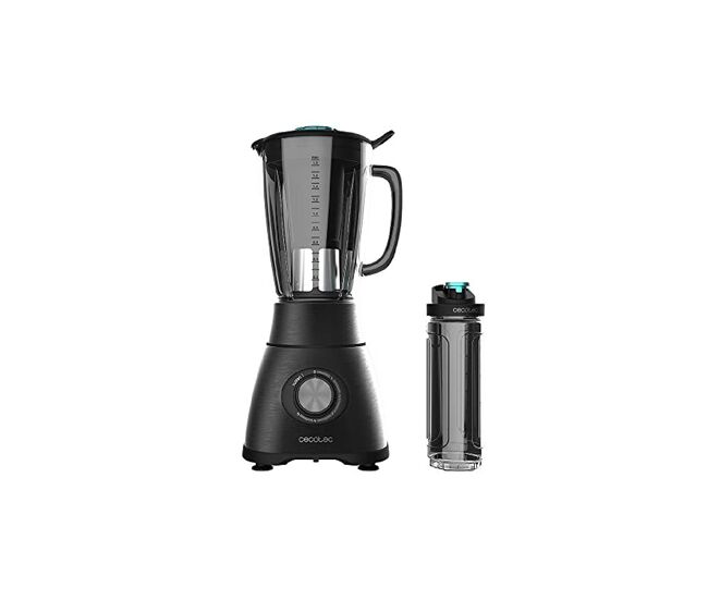Cecotec liquidificador americano de copo de 2500 w com lâmina de 6 folhas com revestimento de titânio preto, jarro