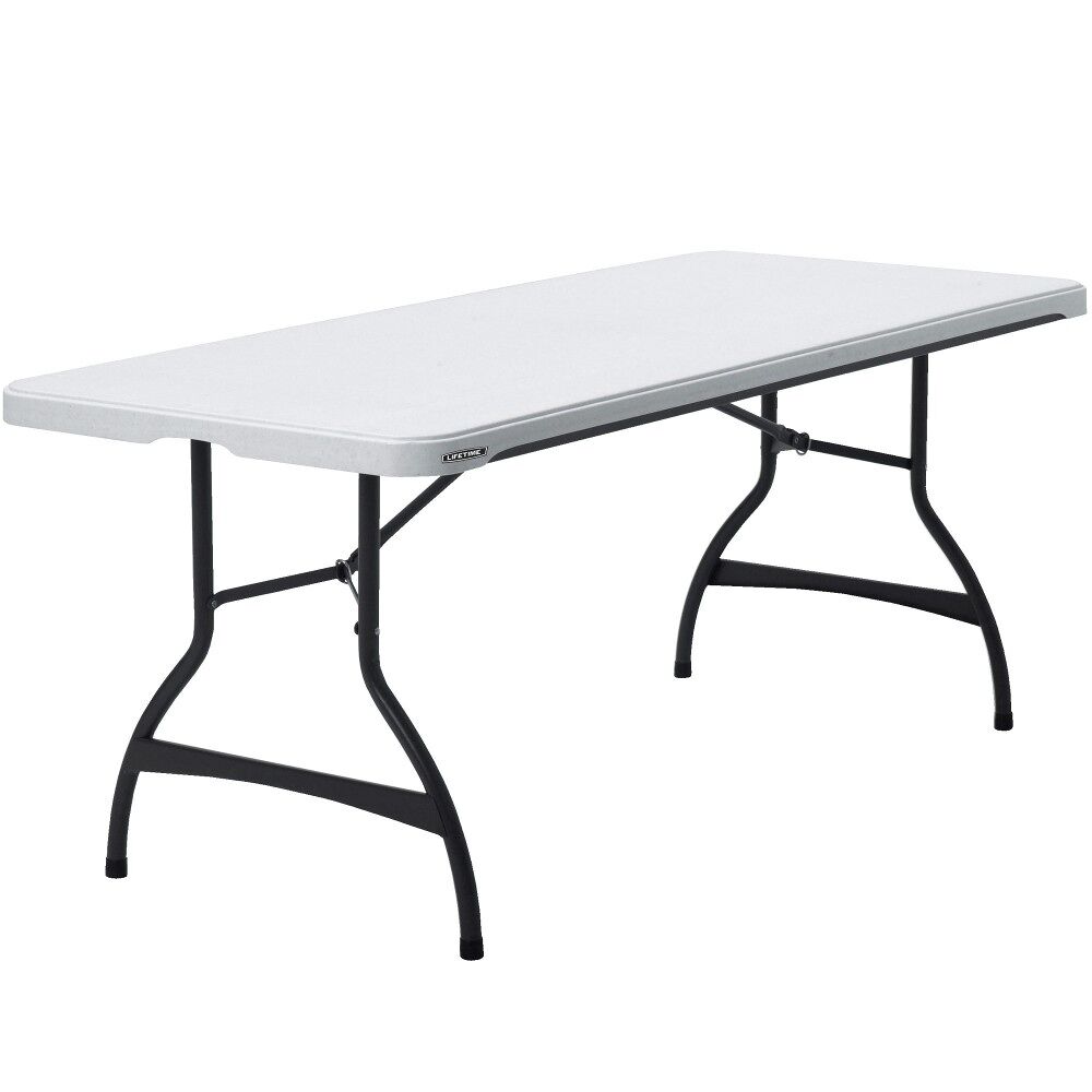 Mesa rectangular patas plegables blanco efecto granito LIFETIME 182 x 76 x 73,5 cm