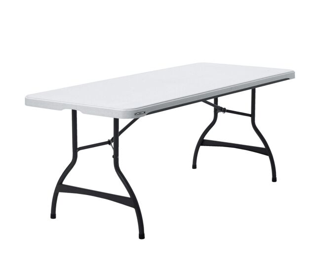 Mesa rectangular patas plegables blanco efecto granito lifetime 182 x 76 x 73,5 cm