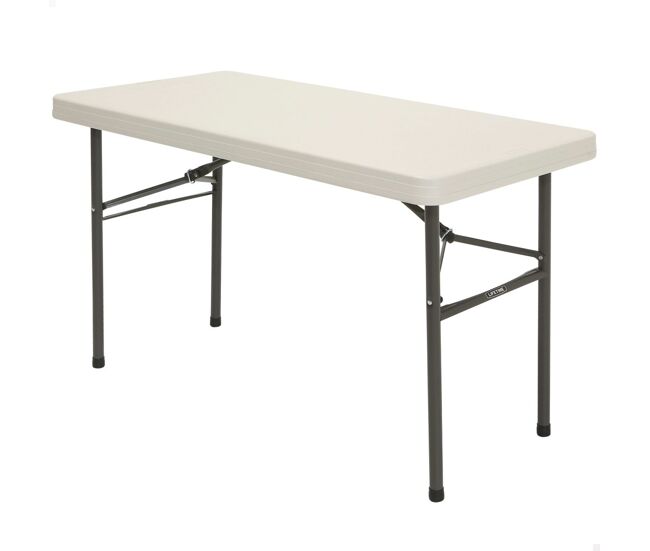 Mesa pés dobráveis retangular creme lifetime 122x61x74 cm