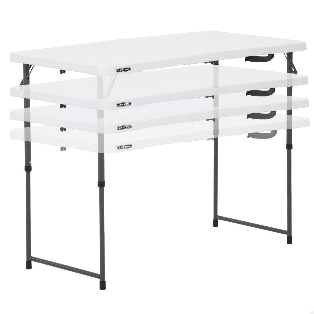 Mesa plegable ajustable en altura blanco LIFETIME 122 x 61 x 56-91 cm