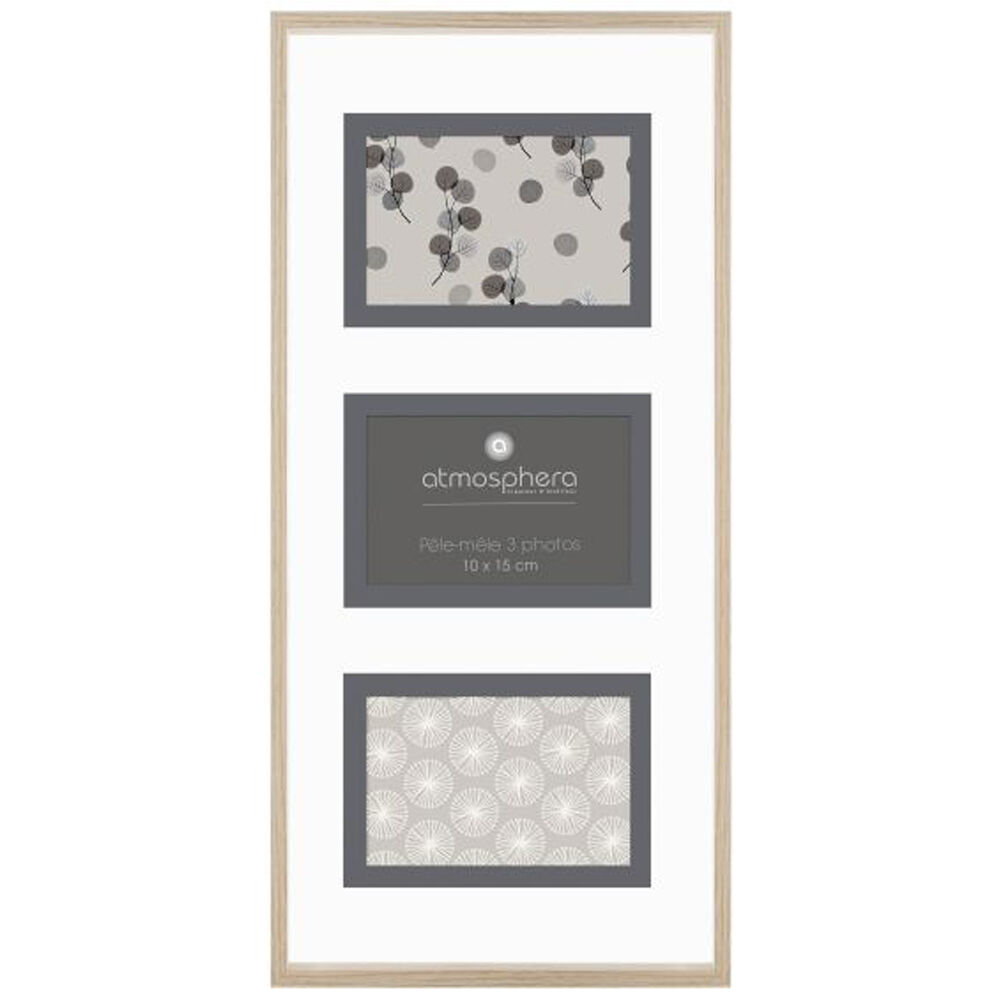 Estrutura de parede decorativa para 3 fotos