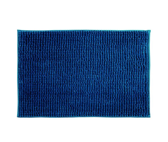 Msv banheiro carpet "chenille" microfiber non -slip em bleu escuro 60 x 90 cm