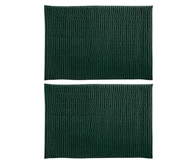 Conjunto de 2 tapetes de banheiro não -deslize em verde 60x90cm