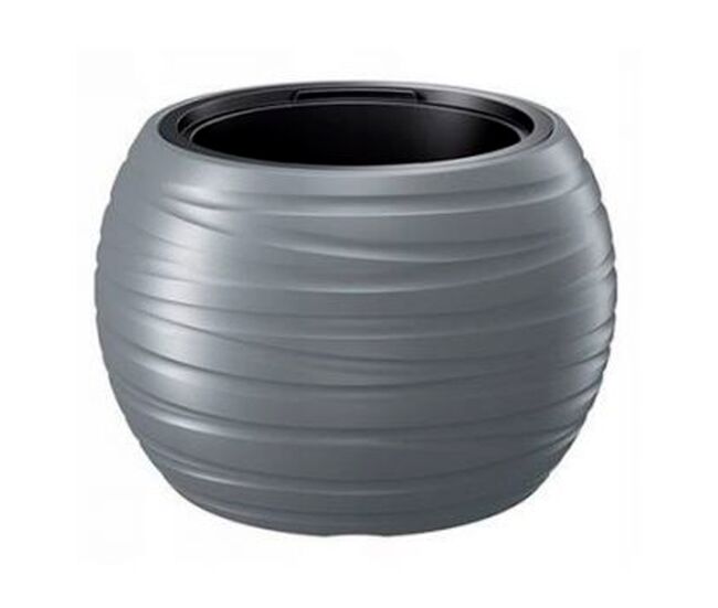Pote redondo com depósito 36l maze plástico em pedra gris 43,6 (comprimento) x 43,6 (largura) x 29,9 (altura) cm