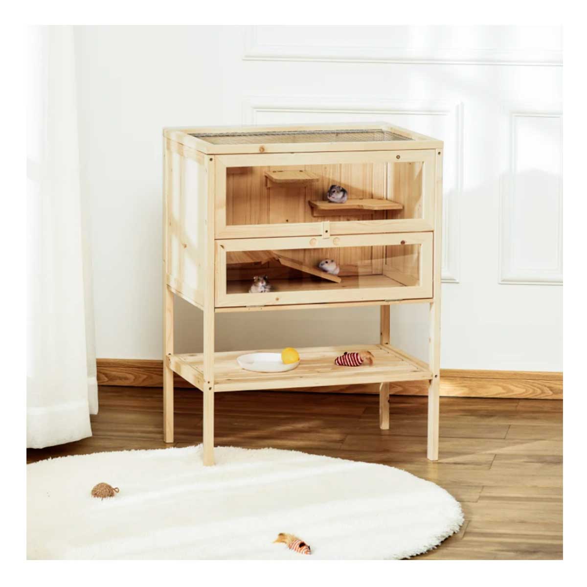 Gaiola de madeira madeira de abeto PawHut