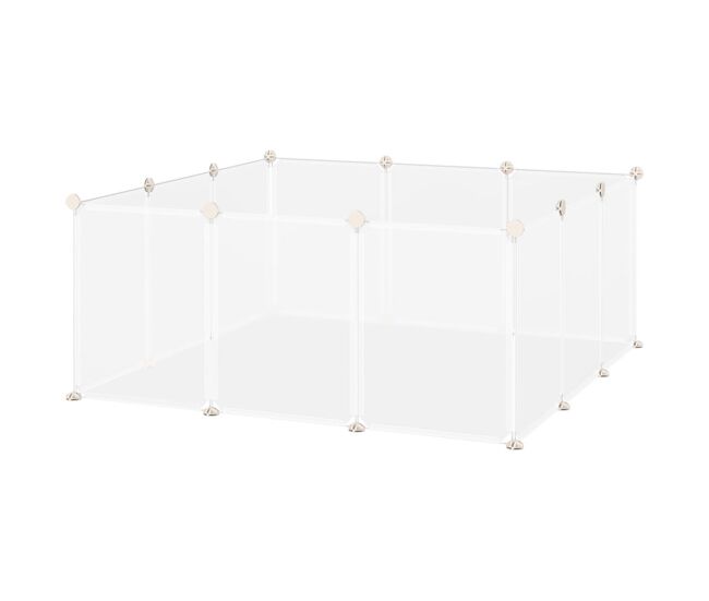 Pawhut recinto para pequenos animais recinto modular de metal com 12 painéis e 24 conectores para coelhos porquinhos da índia 105x105x45 cm branco