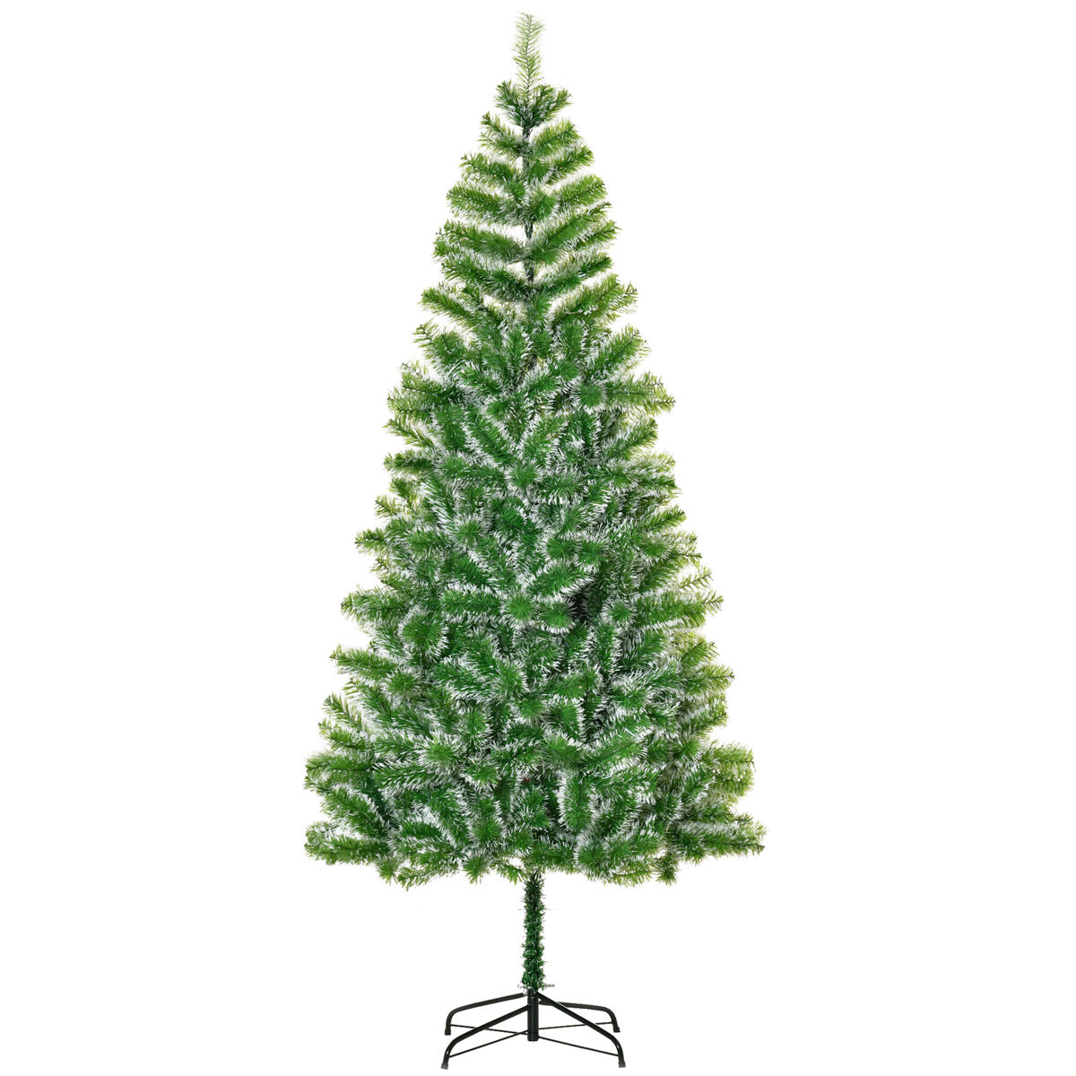 Homcom árvore de natal artificial 210cm com 968 ramos e suporte de metal árvore de natal para decoração de interior sala de estar festas ø100x210 cm