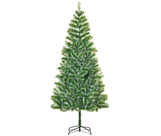 Homcom árvore de natal artificial 210cm com 968 ramos e suporte de metal árvore de natal para decoração de interior sala de estar festas ø100x210 cm