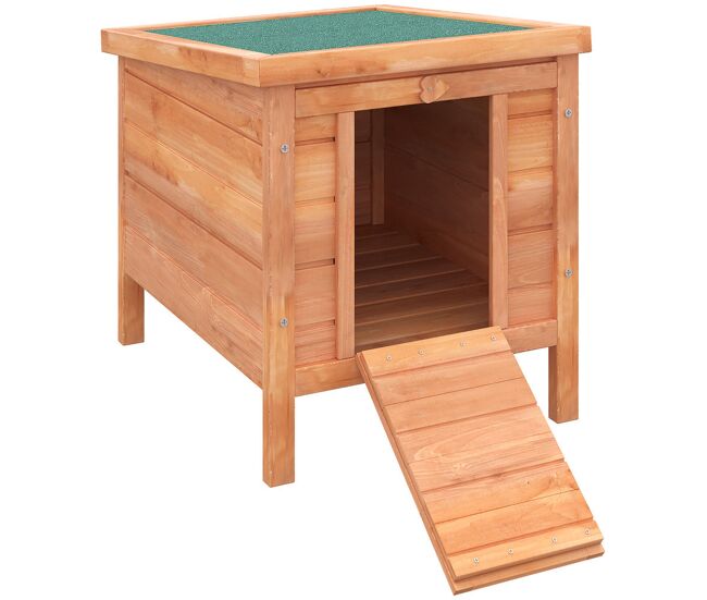 Pawhut coelheira de madeira exterior coelheira para roedores animais de estimação pequenos com teto asfáltico e rampa antiderrapante 42x51x43cm