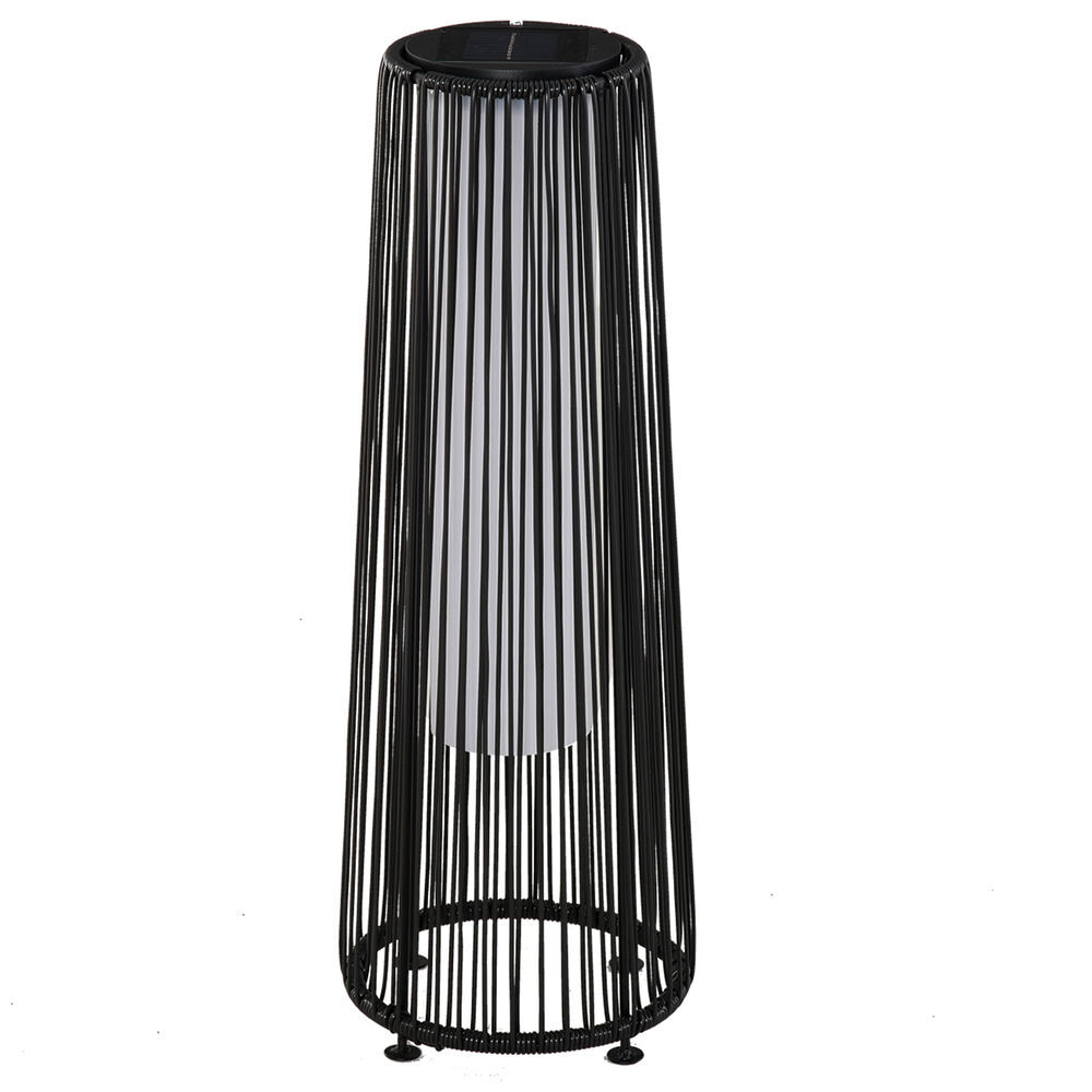 Outsunny lanterna de jardim em vime sintético lâmpada solar para exterior com luzes led ligar e desligar automático resistente à água para terraço
