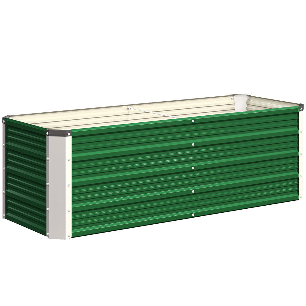 Outsunny caixa de plantio de aço com luvas caixa de plantio retangular para cultivos de plantas flores para terraço jardim exterior 125x47x40cm verde
