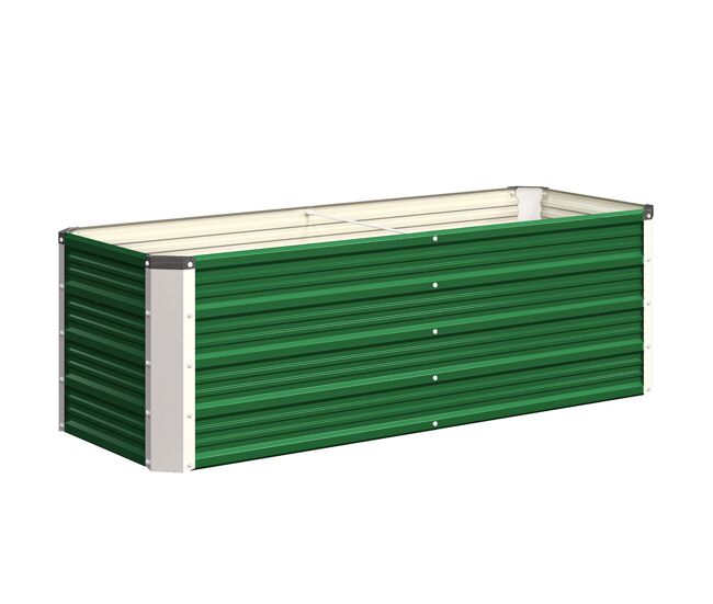 Outsunny caixa de plantio de aço com luvas caixa de plantio retangular para cultivos de plantas flores para terraço jardim exterior 125x47x40cm verde