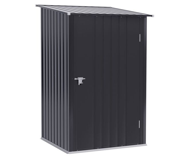 Outsunny abrigo de jardim 0,92 m² 100x103x160cm abrigo exterior de aço galvanizado com porta fechadura e teto inclinado para armazenamento de