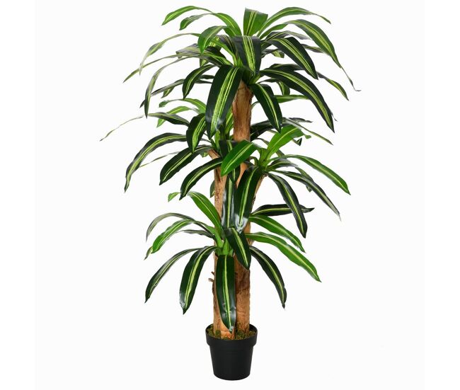 Outsunny planta artificial decorativa dracaena com pote árvore sintética 66 folhas para jardim varanda escritório sala ø20x160 cm verde