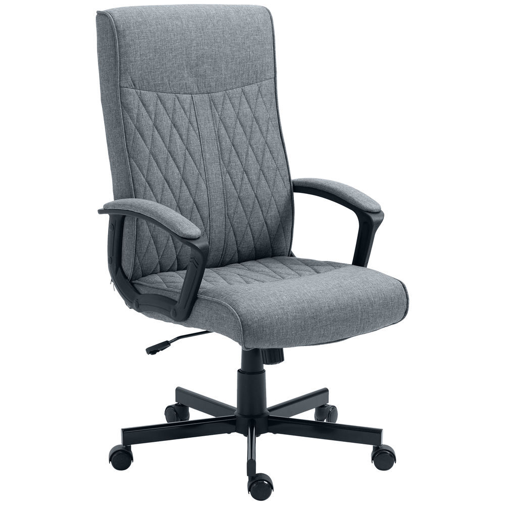 Vinsetto cadeira de escritório giratória 360° cadeira de escritório com encosto alto altura ajustável e função de inclinação para escritório carga 120kg 65x65x102-112,5cm gris escuro