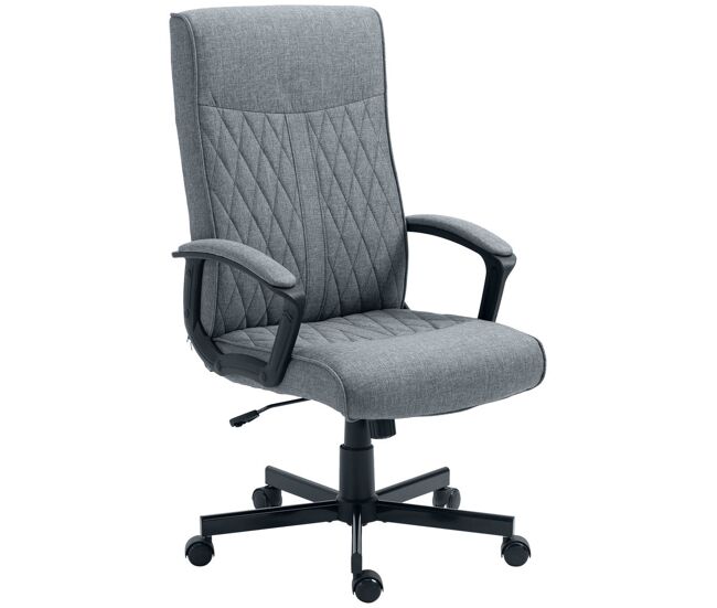 Vinsetto cadeira de escritório giratória 360° cadeira de escritório com encosto alto altura ajustável e função de inclinação para escritório carga 120kg 65x65x102-112,5cm gris escuro