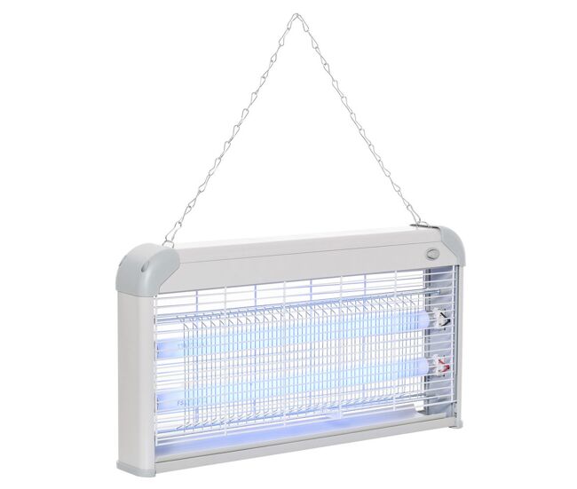 Outsunny lâmpada anti-mosquitos elétrica 30w mata mosquitos elétrico área 60 m² seguro e eficaz com luz uv para exterior e interior 48,5x8,5x26,5cm